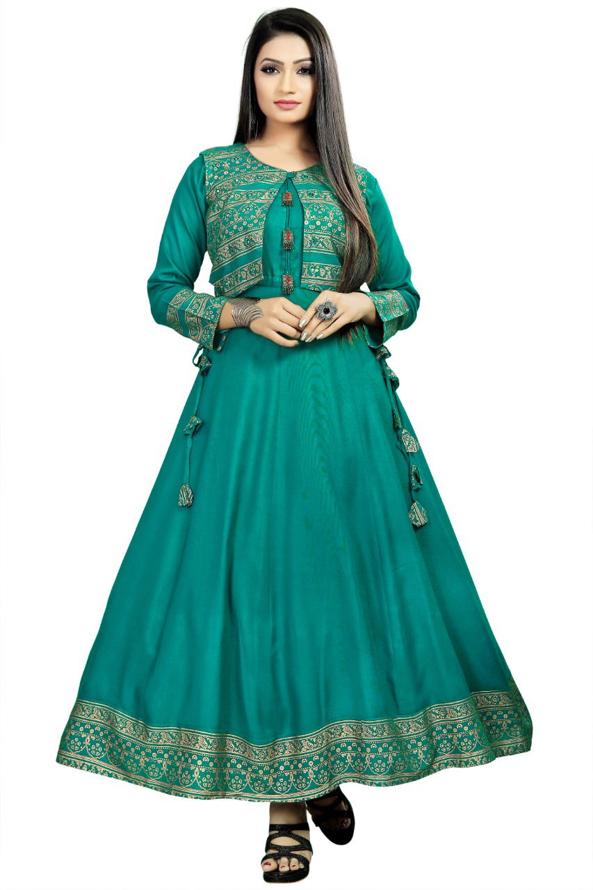 Koti Style 1006 Ethnic Wear Designer Rayon Anarkali Long Kurti Collection